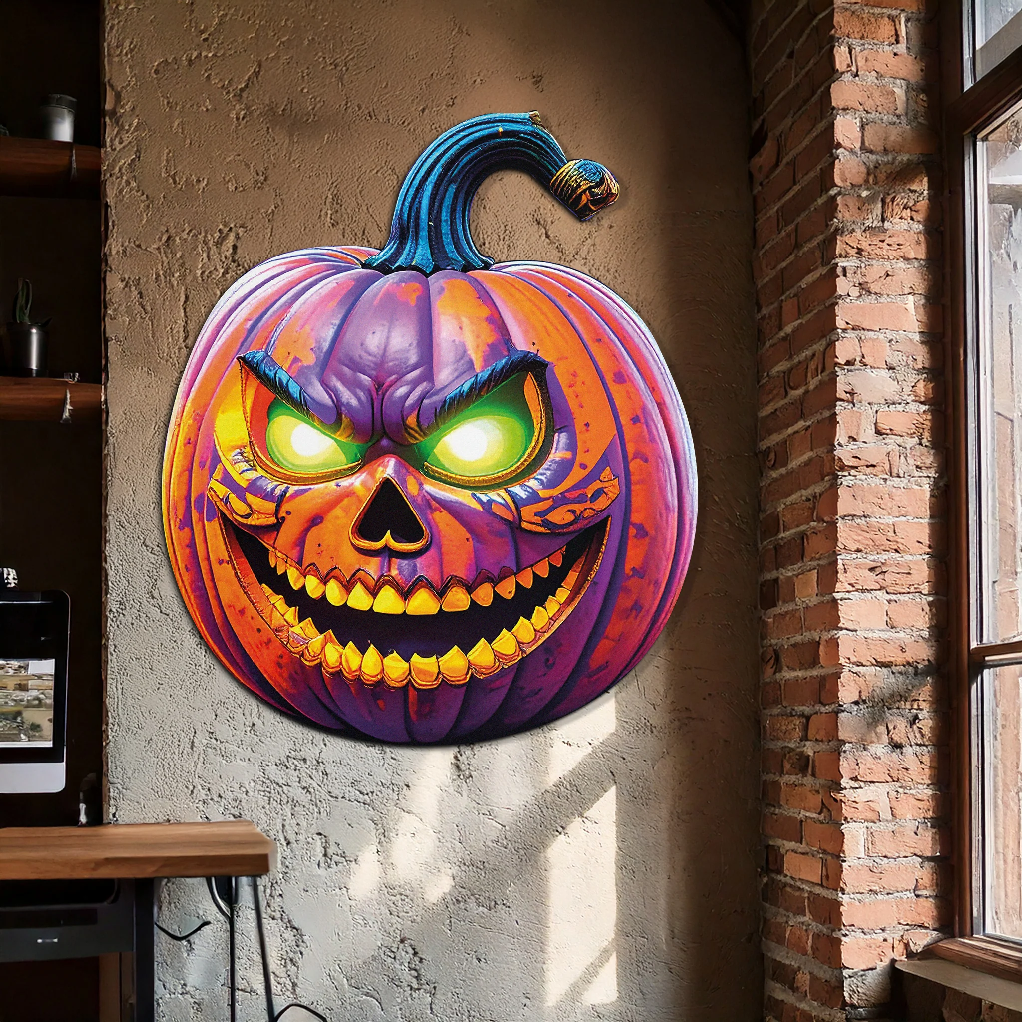 Evil Pumpkin Metal Wall Art – Spooky Halloween Decor-KAFUVM034 - Image 2