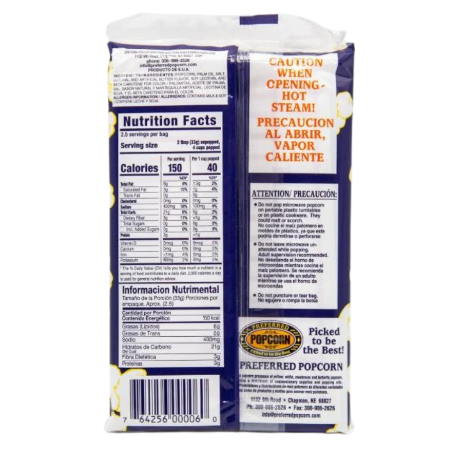 Extra Butter Flavored Microwave Popcorn | Pack of 3 | 3 oz | Preferred Popcorn - Image 3