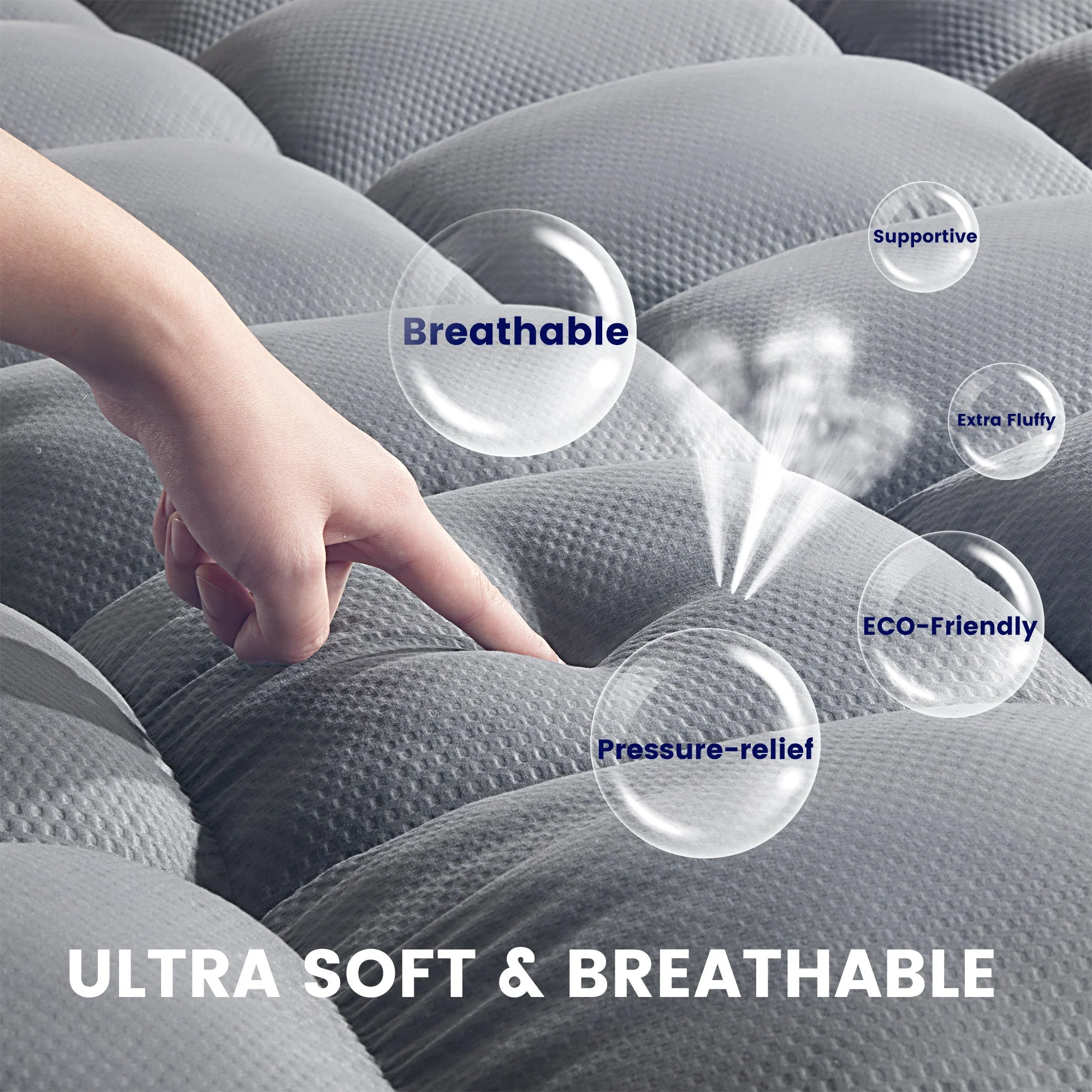 Extra Fluffy Mattress Pad Deep Pockets Grey - Image 2