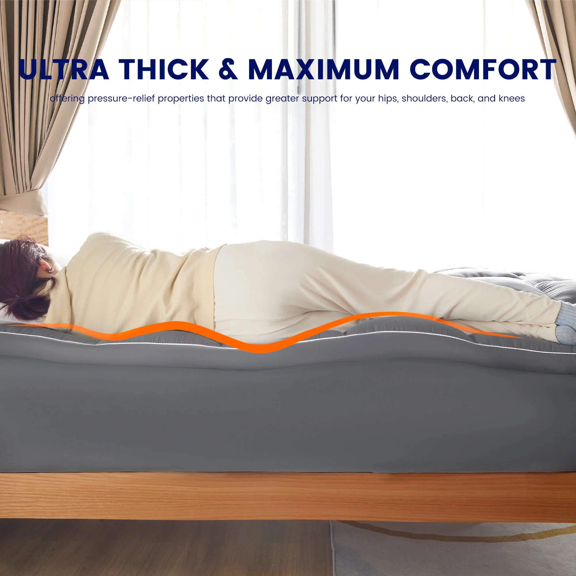 Extra Fluffy Mattress Pad Deep Pockets Grey - Image 3