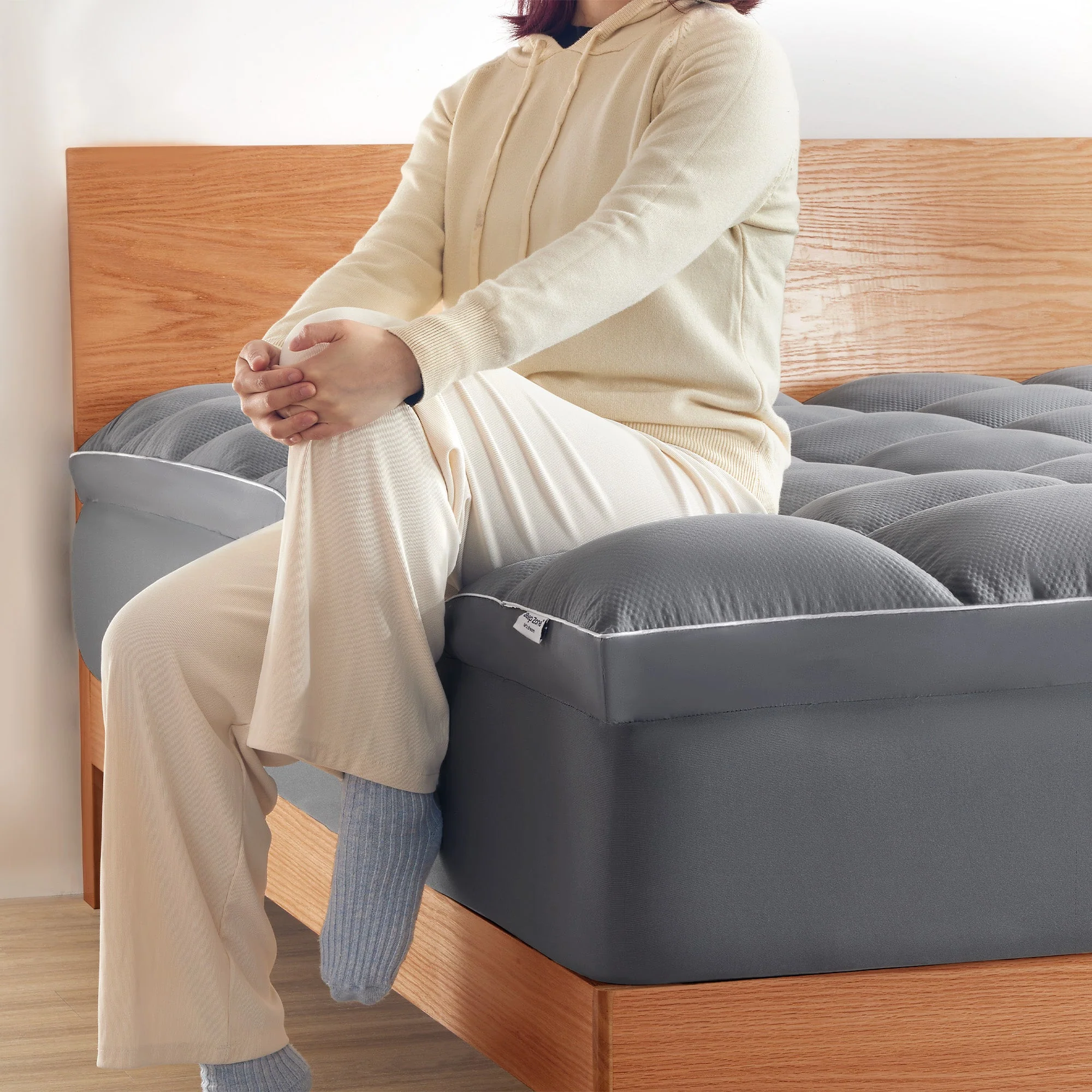 Extra Fluffy Mattress Pad Deep Pockets Grey - Image 7