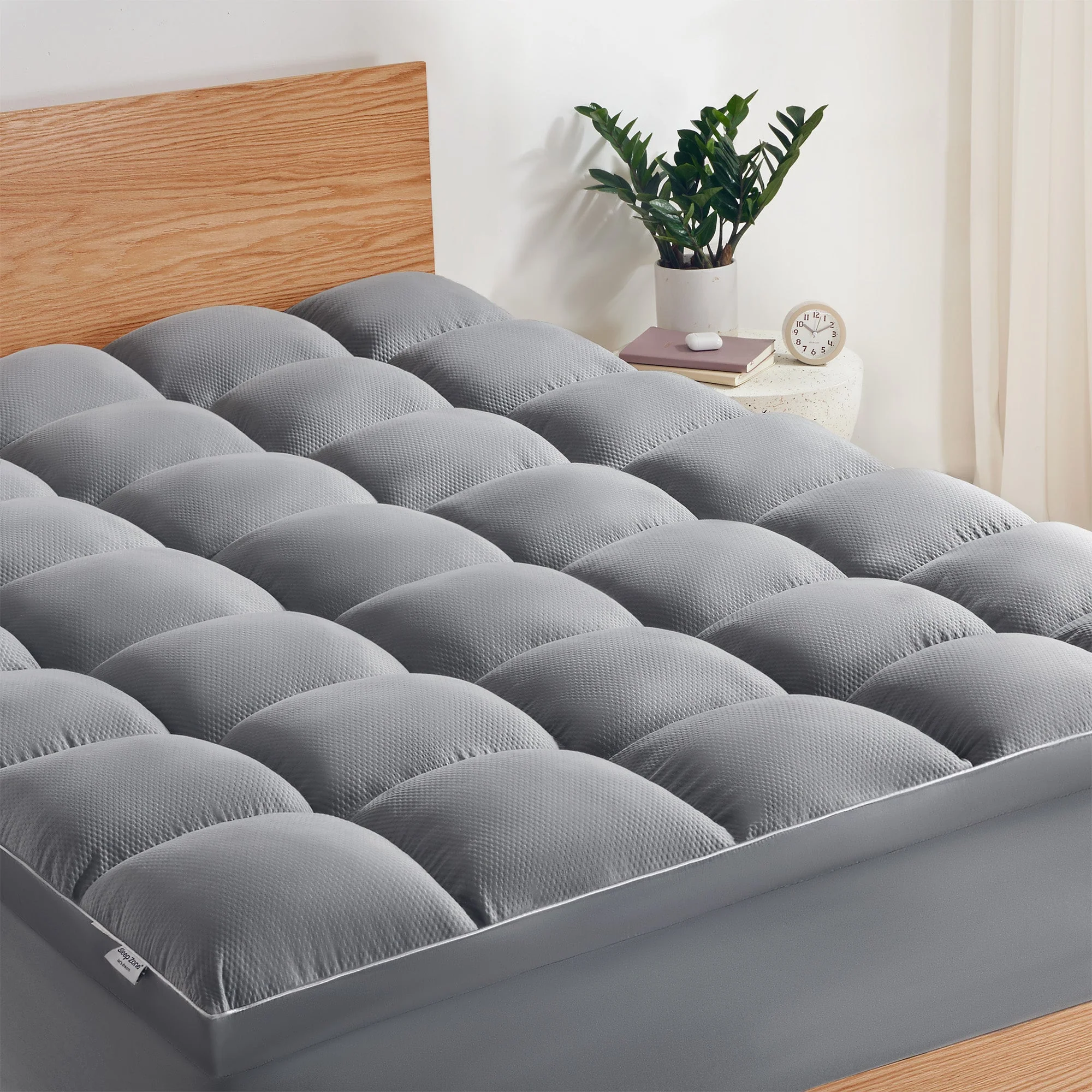 Extra Fluffy Mattress Pad Deep Pockets Grey - Image 9