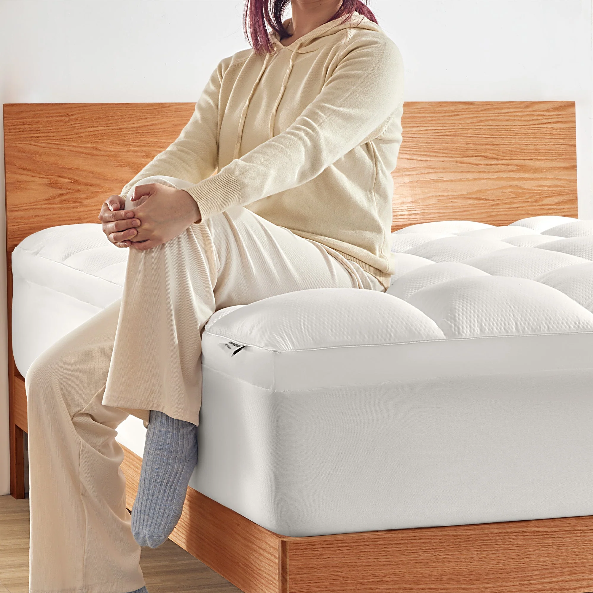 Extra Fluffy Mattress Pad Deep Pockets White - Image 8