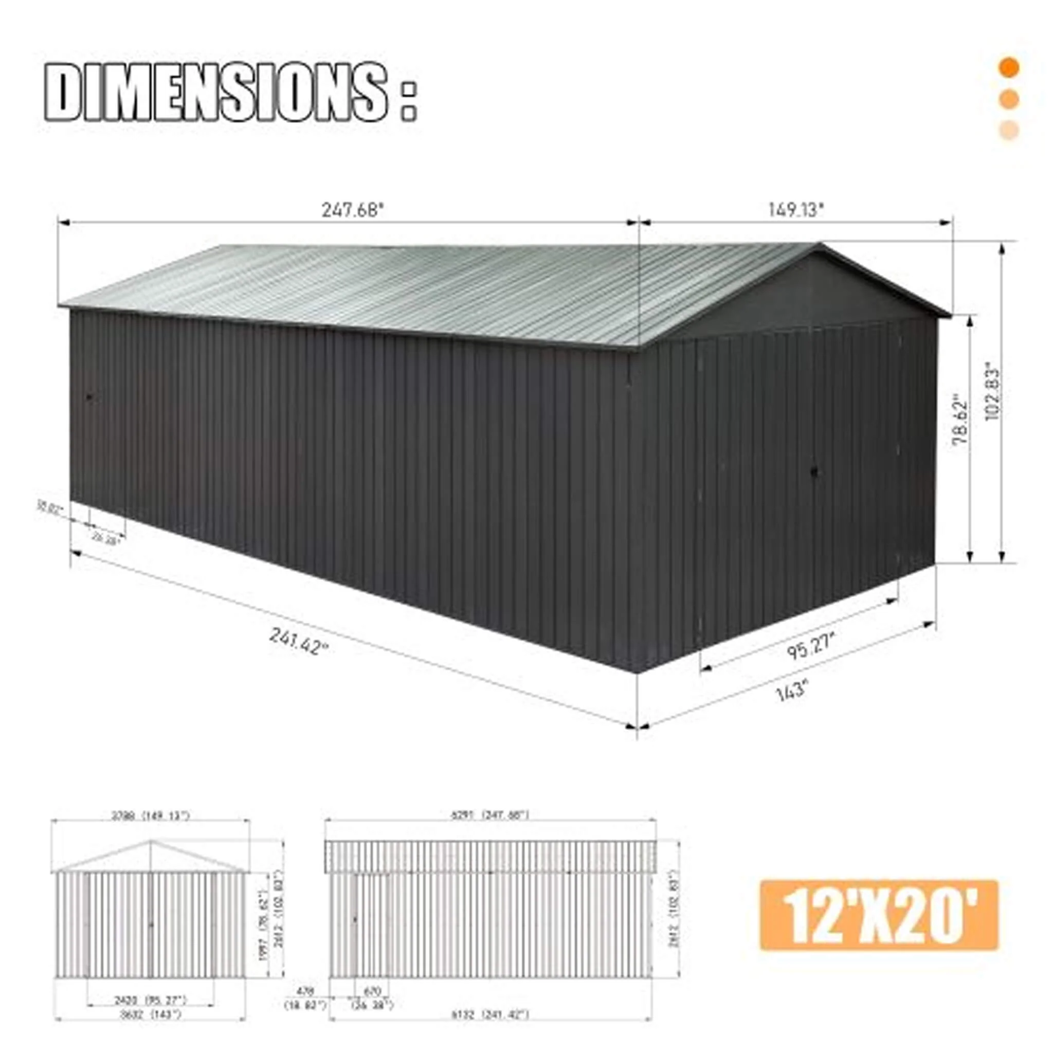 Extra-Large Outdoor Heavy-Duty Metal Garage Shed With Lockable Doors (SAK14093) - Image 12