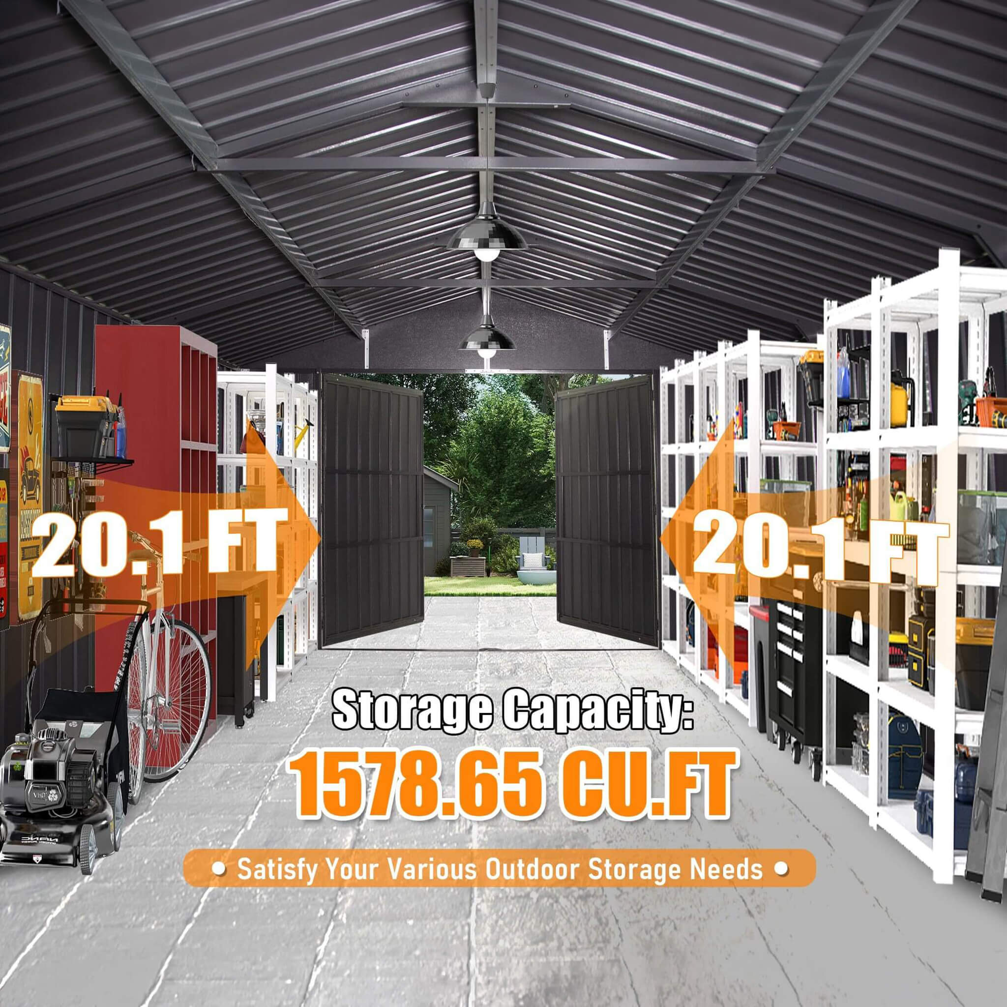 Extra-Large Outdoor Heavy-Duty Metal Garage Shed With Lockable Doors (SAK14093) - Image 13