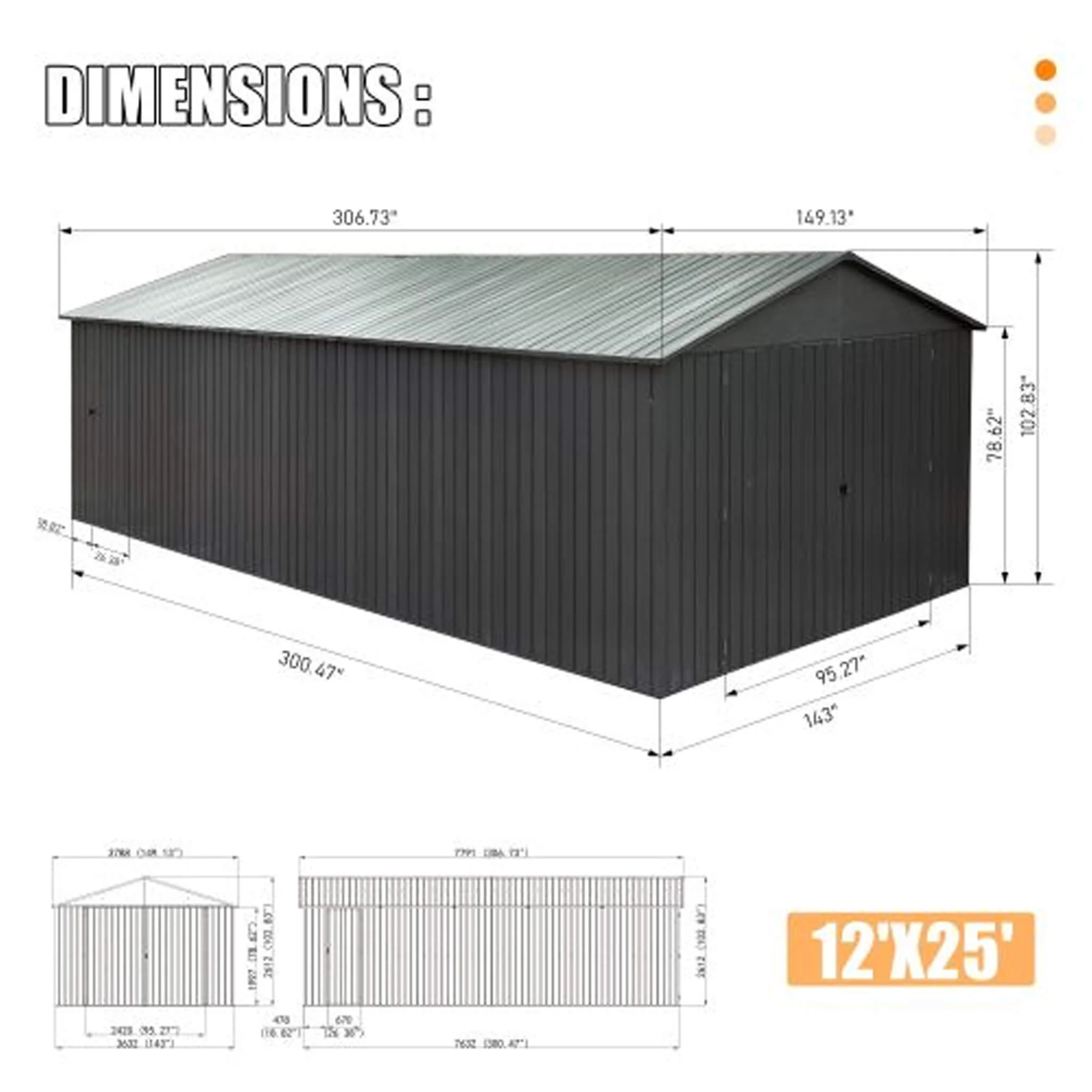 Extra-Large Outdoor Heavy-Duty Metal Garage Shed With Lockable Doors (SAK14093) - Image 14