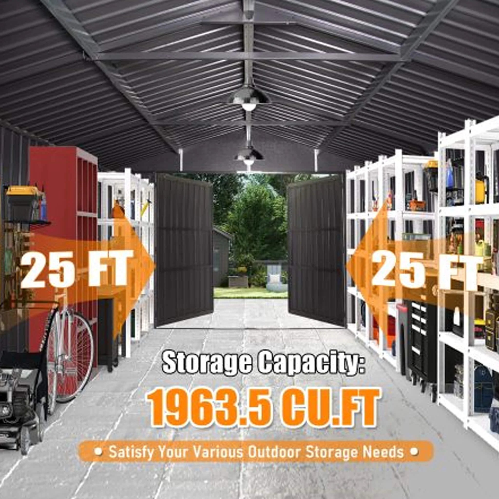 Extra-Large Outdoor Heavy-Duty Metal Garage Shed With Lockable Doors (SAK14093) - Image 15