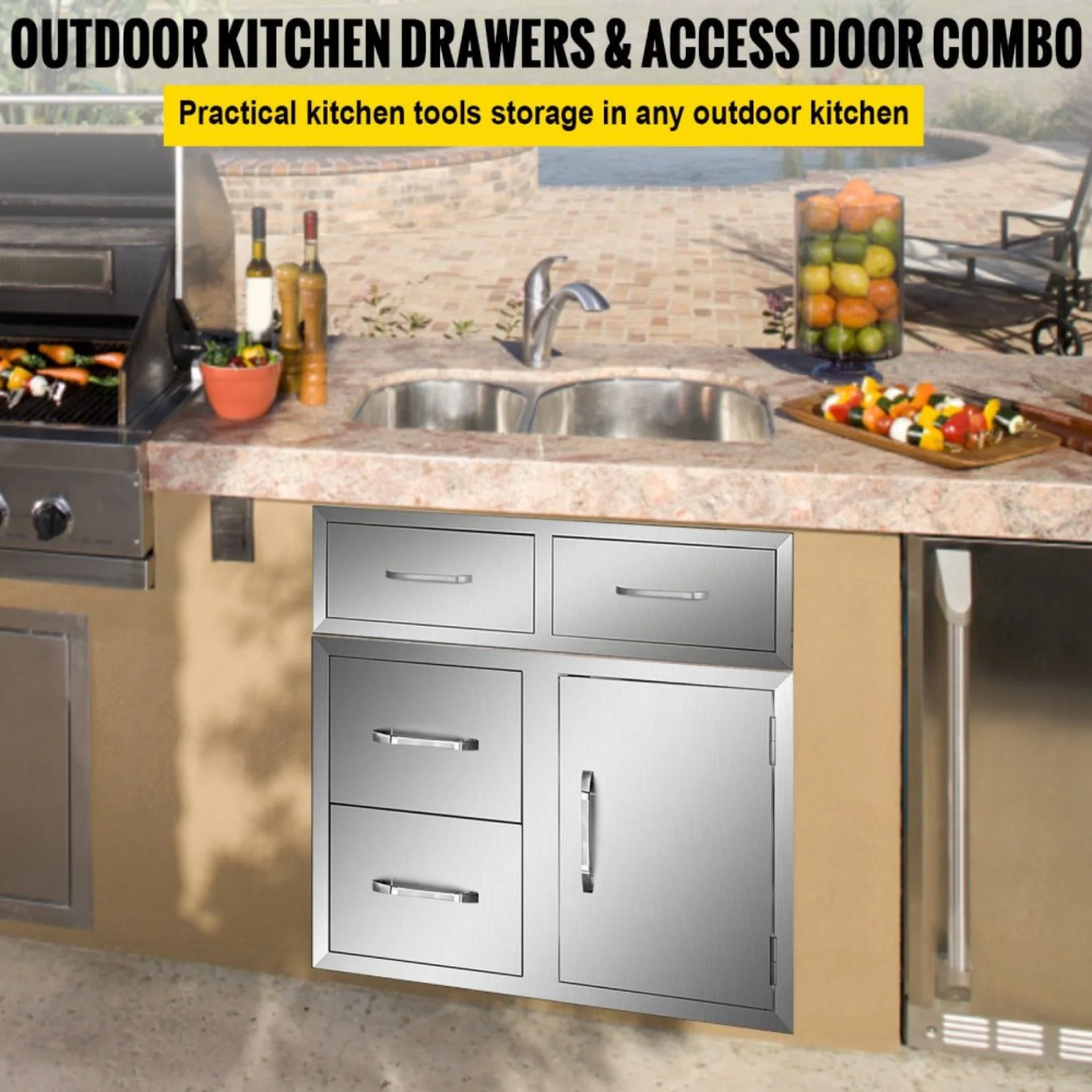 Extra Large Outdoor Stainless Steel Kitchen Storage Cabinet With Pulling Drawers (92817405) - Image 2