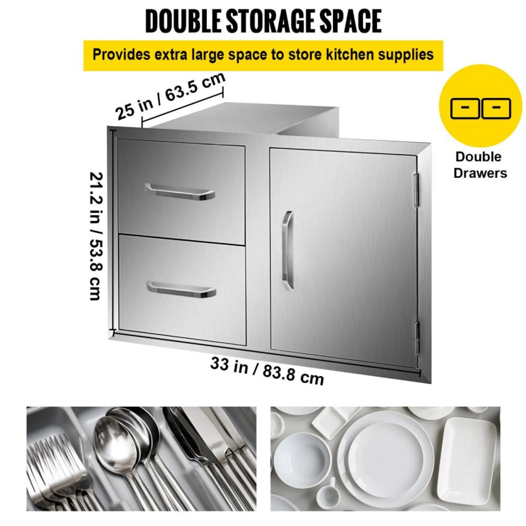 Extra Large Outdoor Stainless Steel Kitchen Storage Cabinet With Pulling Drawers (92817405) - Image 3