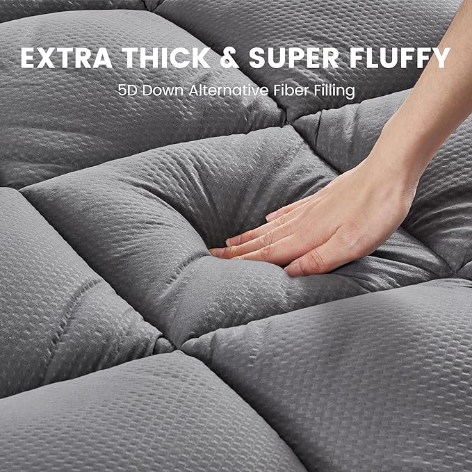 Extra Thick Mattress Pad for Back Pain Grey - Image 3