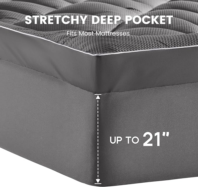 Extra Thick Mattress Pad for Back Pain Grey - Image 4