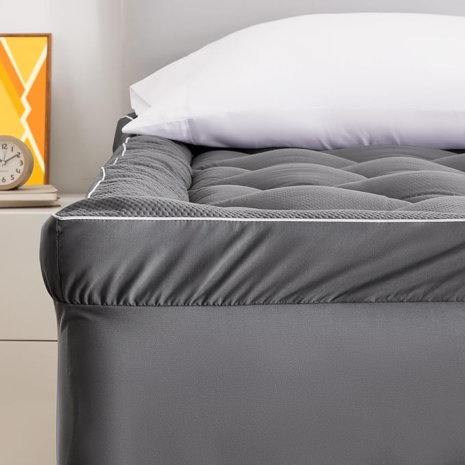 Extra Thick Mattress Pad for Back Pain Grey - Image 6