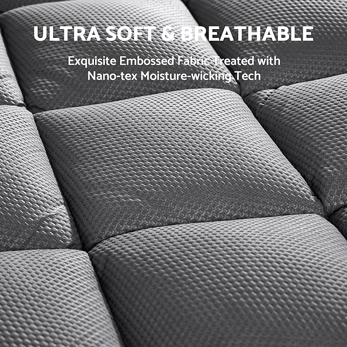 Extra Thick Mattress Pad for Back Pain Grey - Image 7