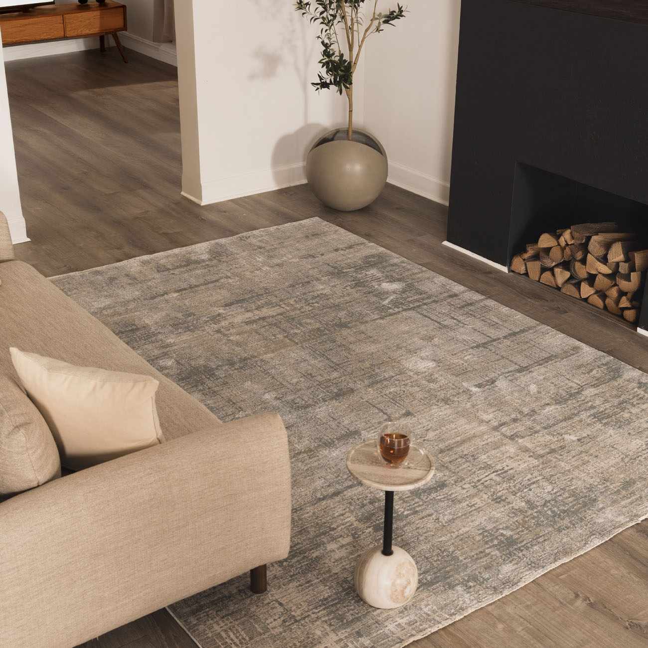 Fallin Gray Thick Luxe Abstract Striped Rug - Image 2