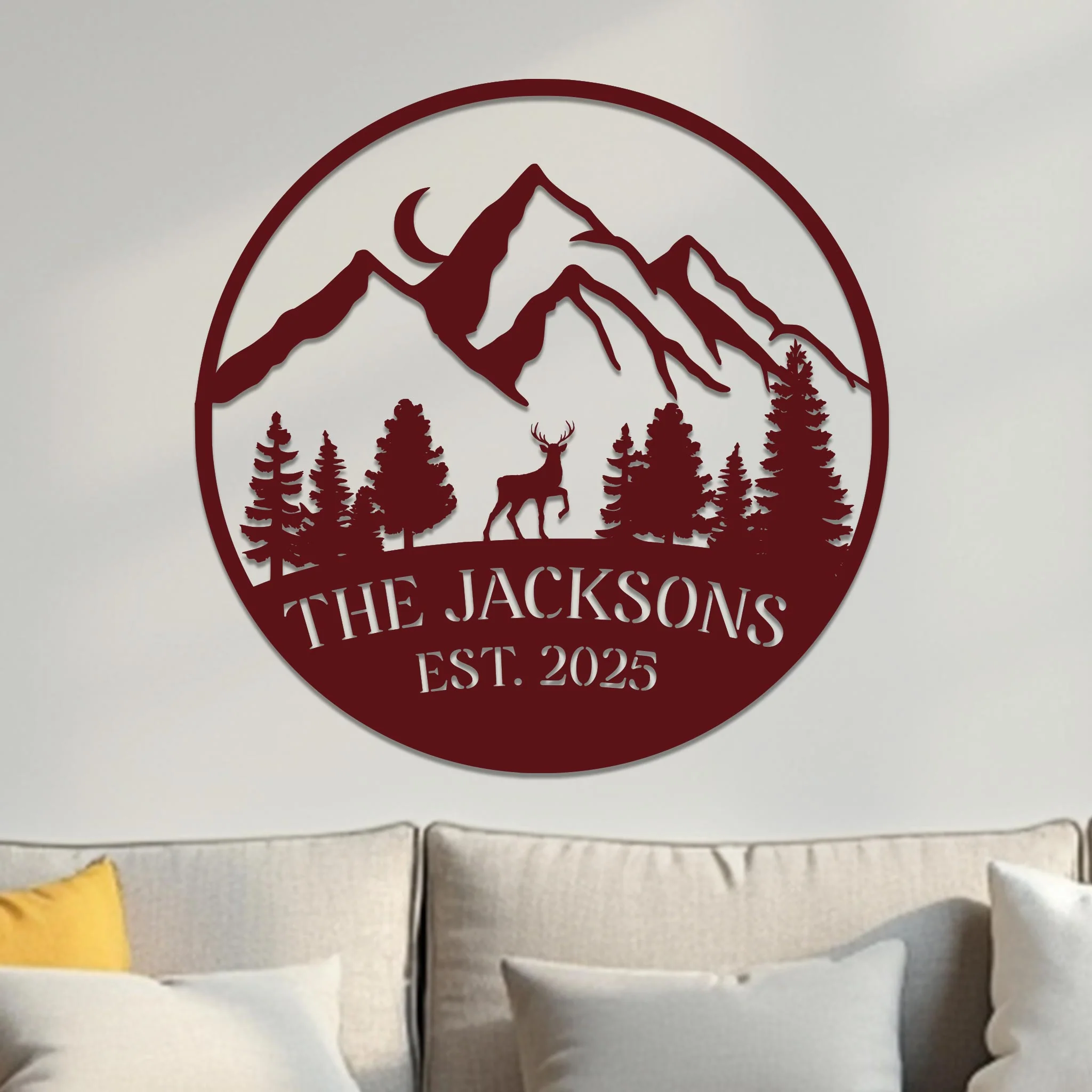 Family Sign, Mountain Landscape with Deer - Image 11