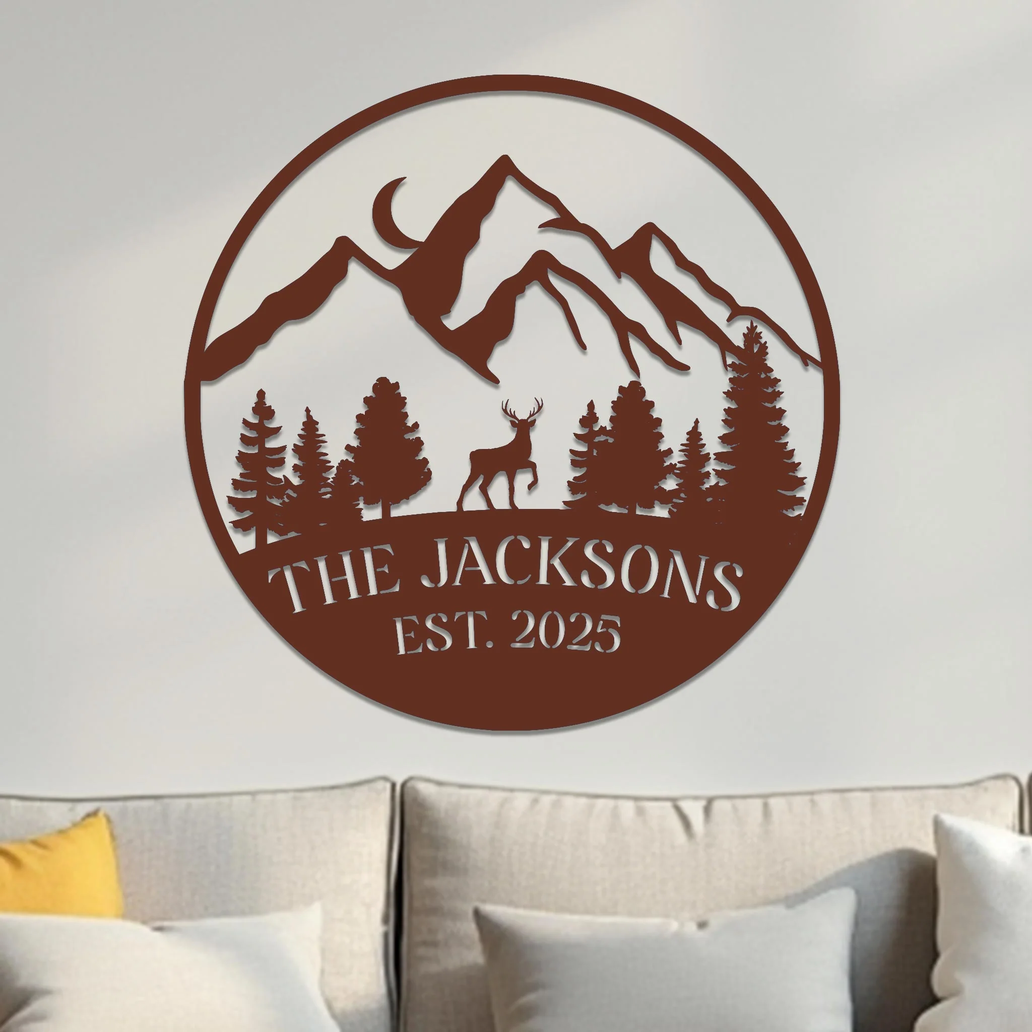 Family Sign, Mountain Landscape with Deer - Image 13