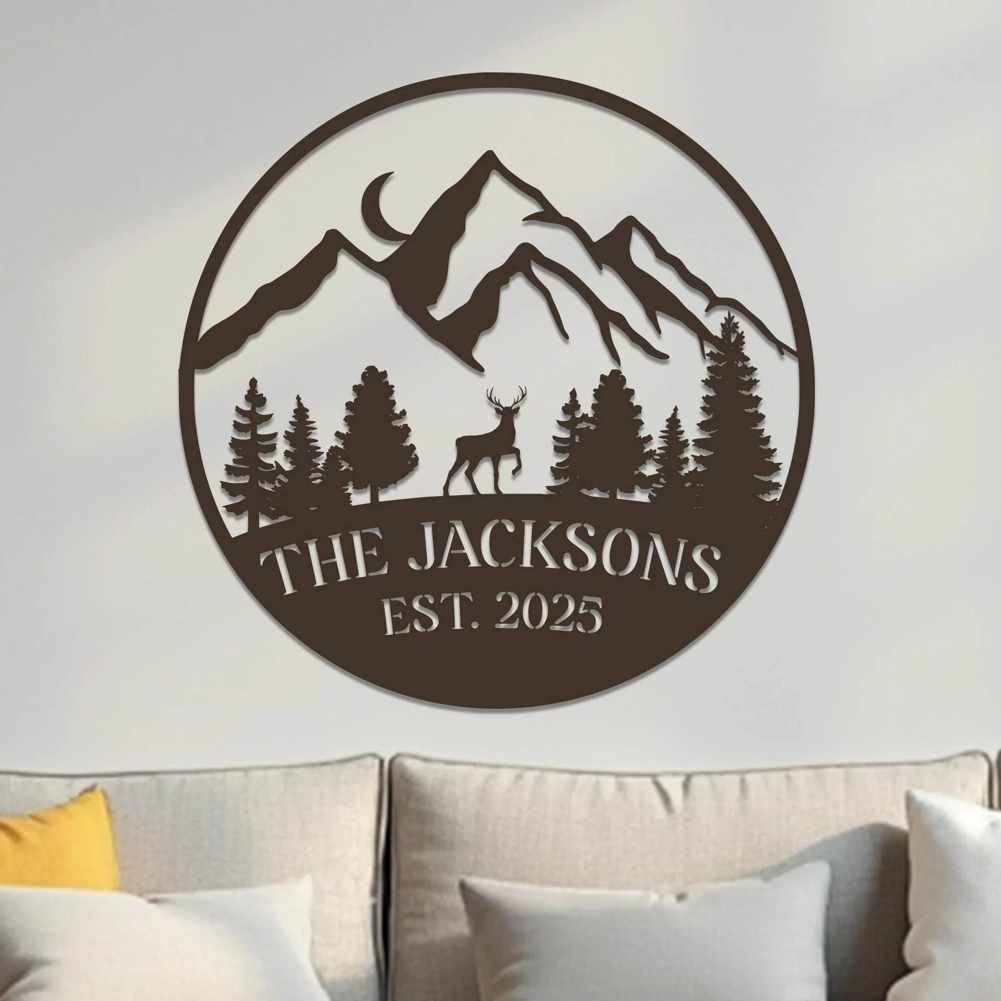 Family Sign, Mountain Landscape with Deer - Image 14