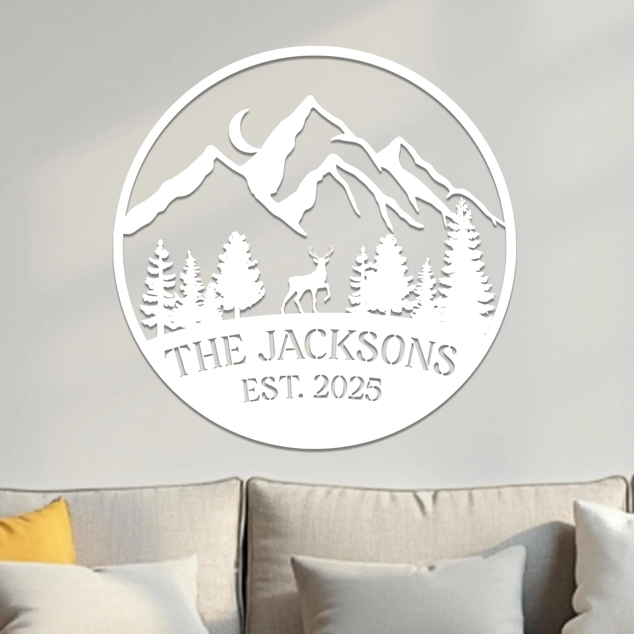 Family Sign, Mountain Landscape with Deer - Image 15