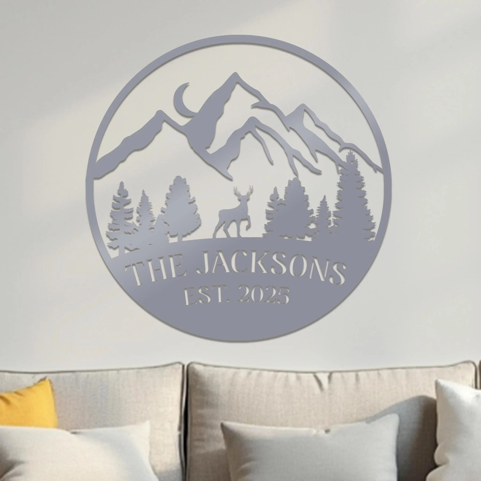 Family Sign, Mountain Landscape with Deer - Image 9