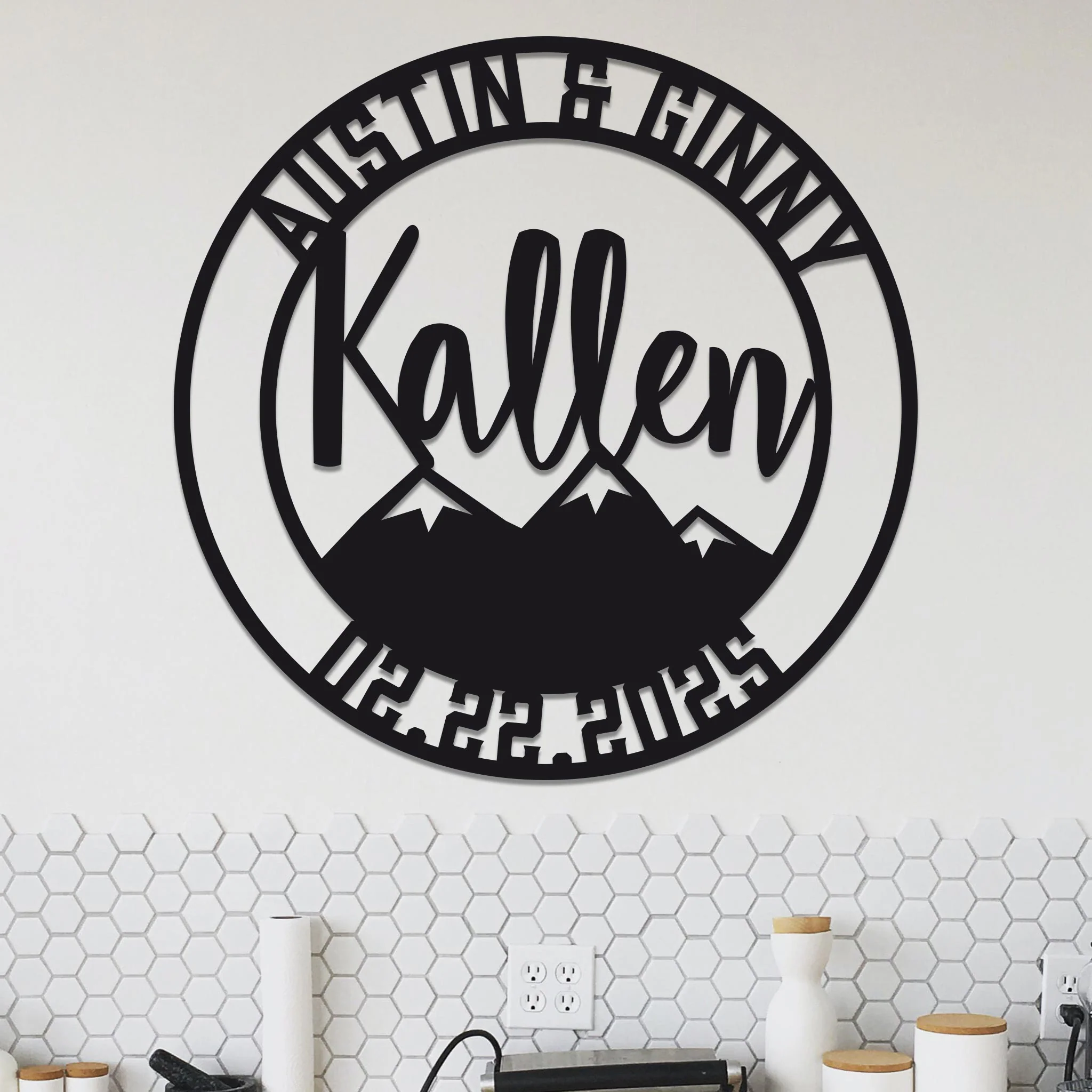 Family Sign, Mountains, Names and Date - Image 2