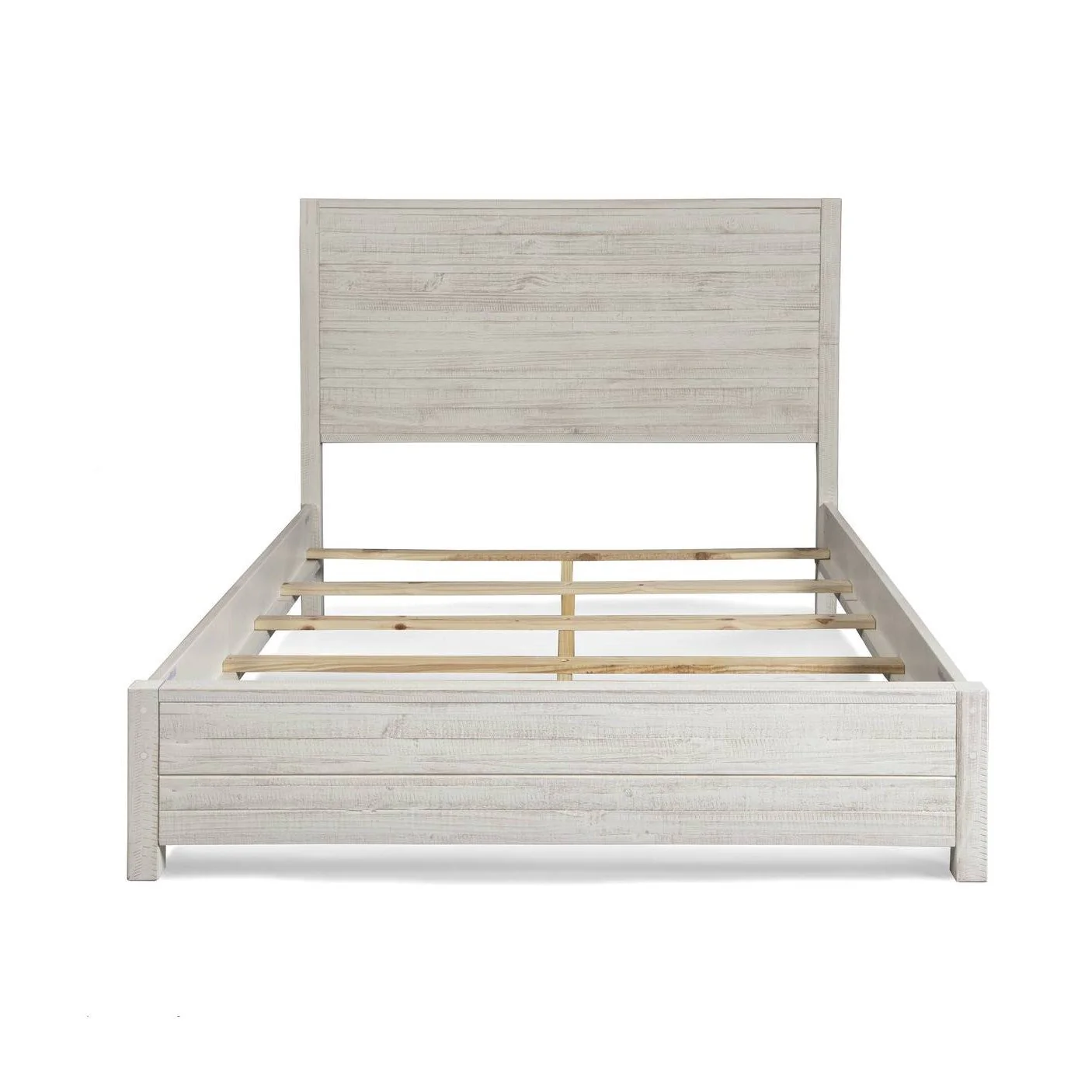 FarmHome Off White Solid Pine Platform Bed in Queen Size - Image 2