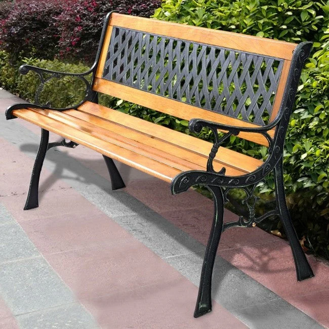 FarmHome Outdoor Patio Park Cast Iron Garden Porch Chair Bench - Image 4