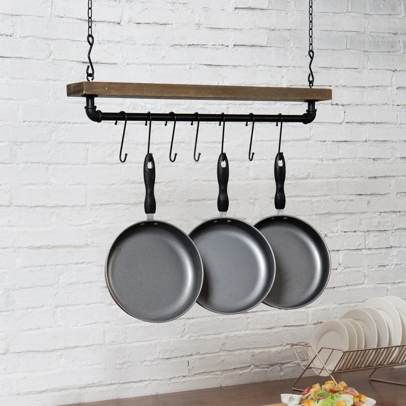 FarmHome Rustic Industrial 8 S-Hooks Ceiling Mounted Hanging Pot Rack - Image 2