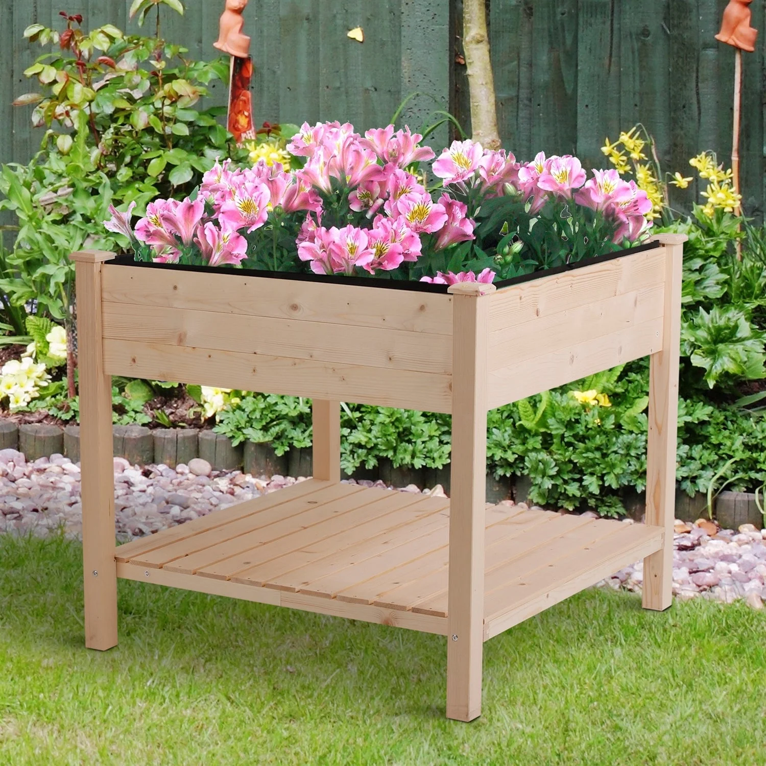 FarmHome Square Fir Wooden Raised Garden Planter Box - Image 5