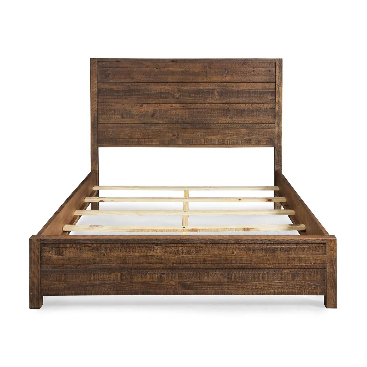 FarmHome Walnut Solid Pine Platform Bed in Queen Size - Image 2
