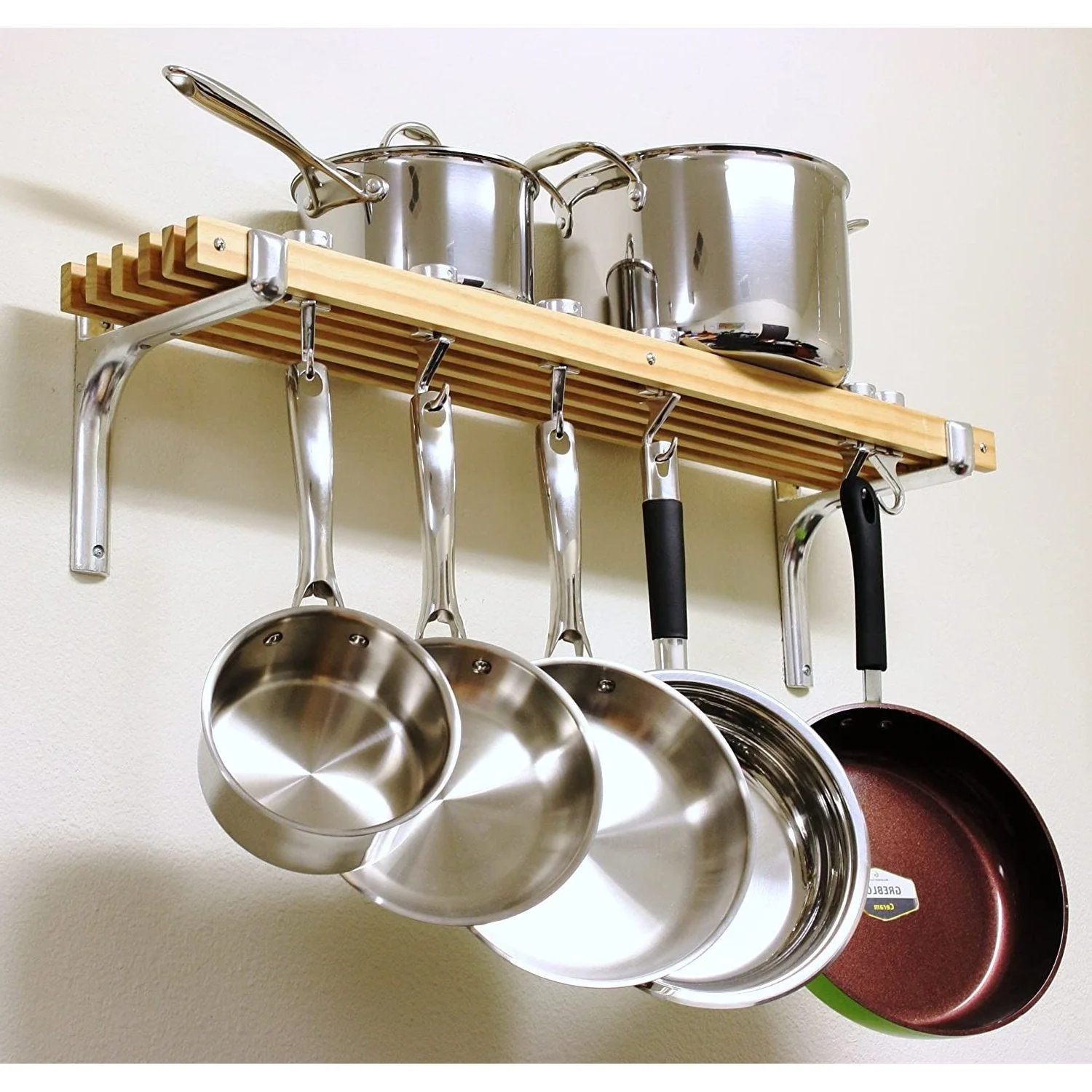 FarmHome Wooden Wall Mounted 6 Hooks Pot Rack - Image 2