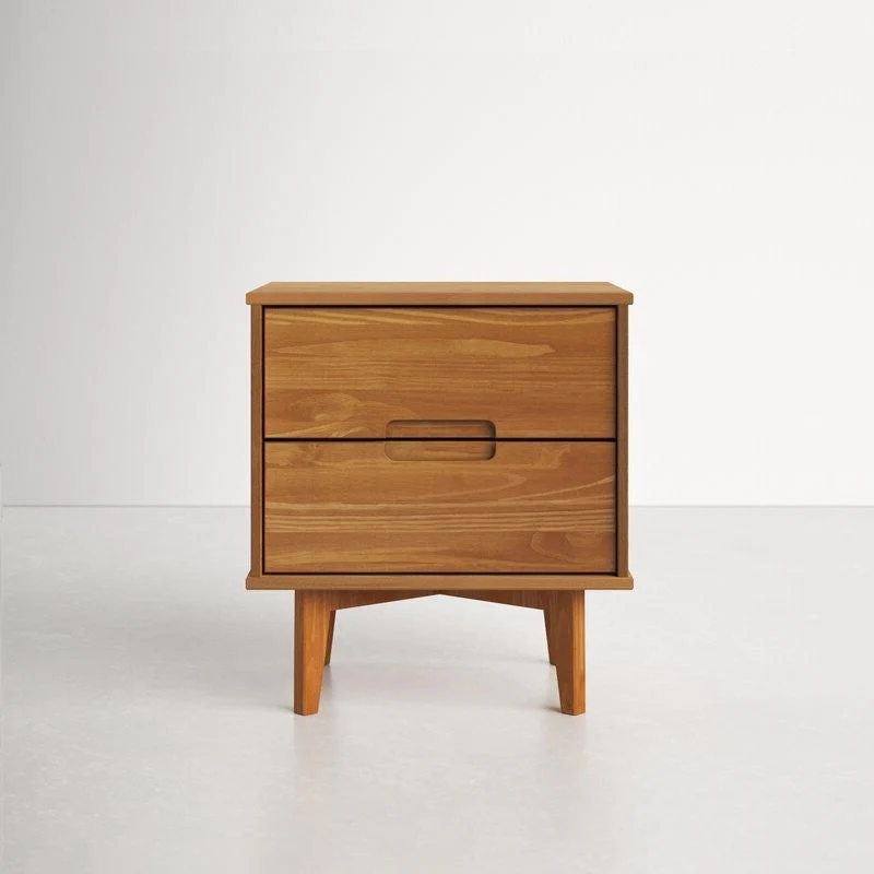 FarmHouse 2 Drawer Solid Wood Nightstand Medium Brown - Image 2