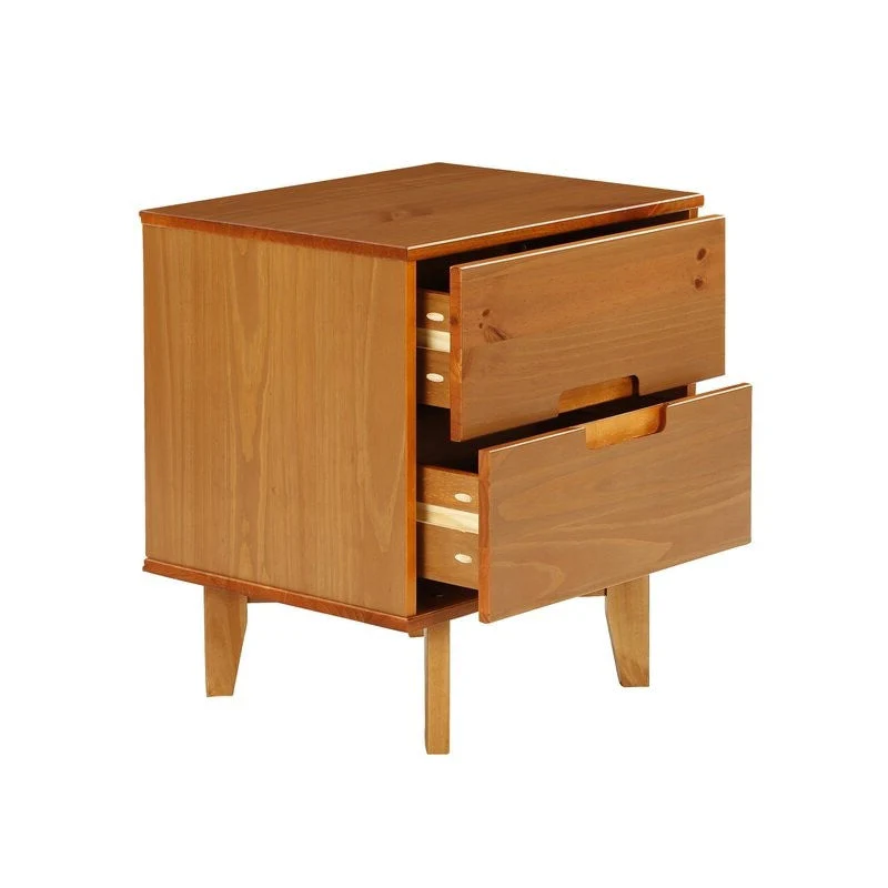 FarmHouse 2 Drawer Solid Wood Nightstand Medium Brown - Image 5