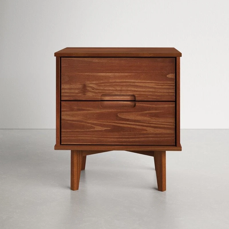 FarmHouse 2 Drawer Solid Wood Nightstand Walnut - Image 2