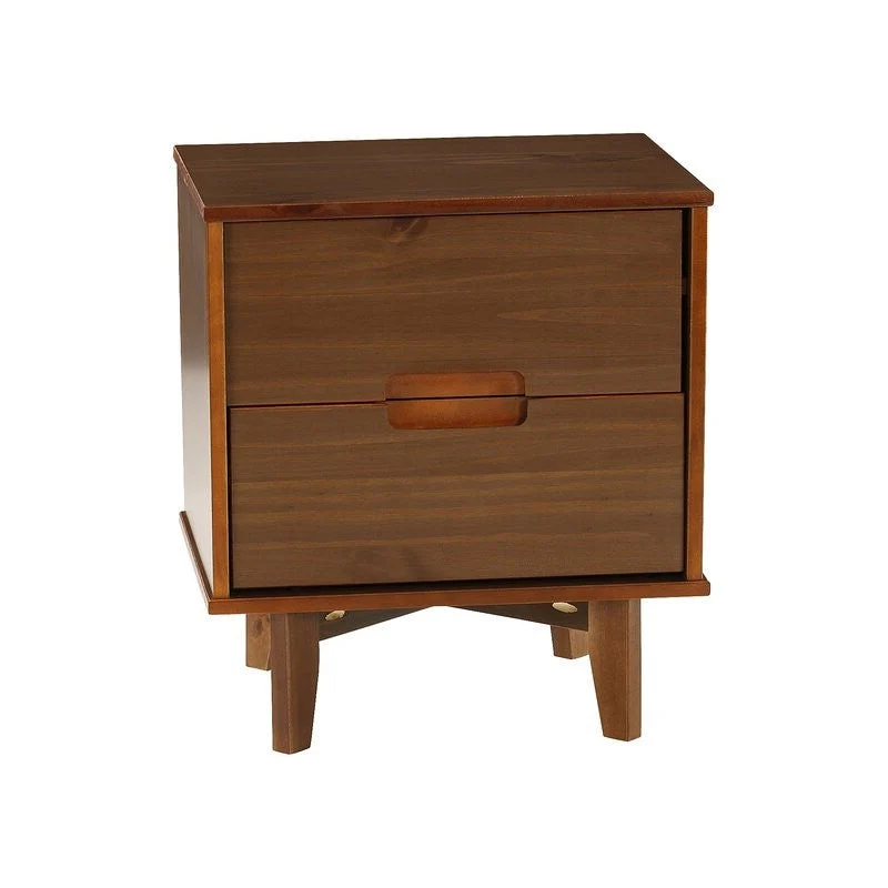 FarmHouse 2 Drawer Solid Wood Nightstand Walnut - Image 3