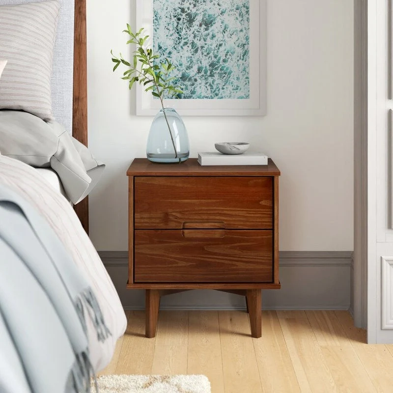 FarmHouse 2 Drawer Solid Wood Nightstand Walnut - Image 4