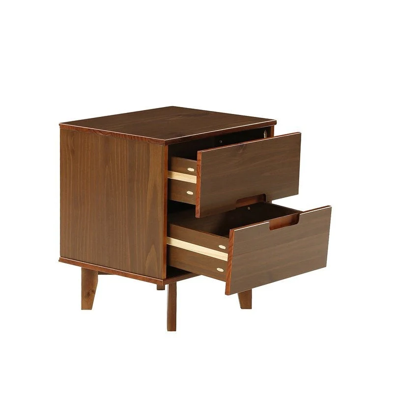 FarmHouse 2 Drawer Solid Wood Nightstand Walnut - Image 5