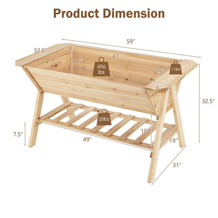 Farmhouse 2 Tier Large Outdoor Natural Wooden 5-ft Raised Garden Bed Planter Box - Image 5