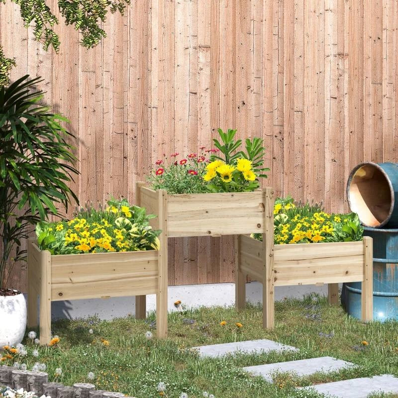 FarmHouse 3 Wooden Elevated Planter Raised Garden Beds - Image 2