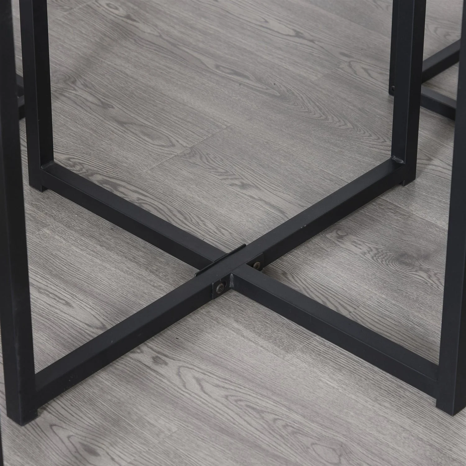 Farmhouse 5 Piece Square Walnut Wood Steel Kitchen Dining Set - Image 5