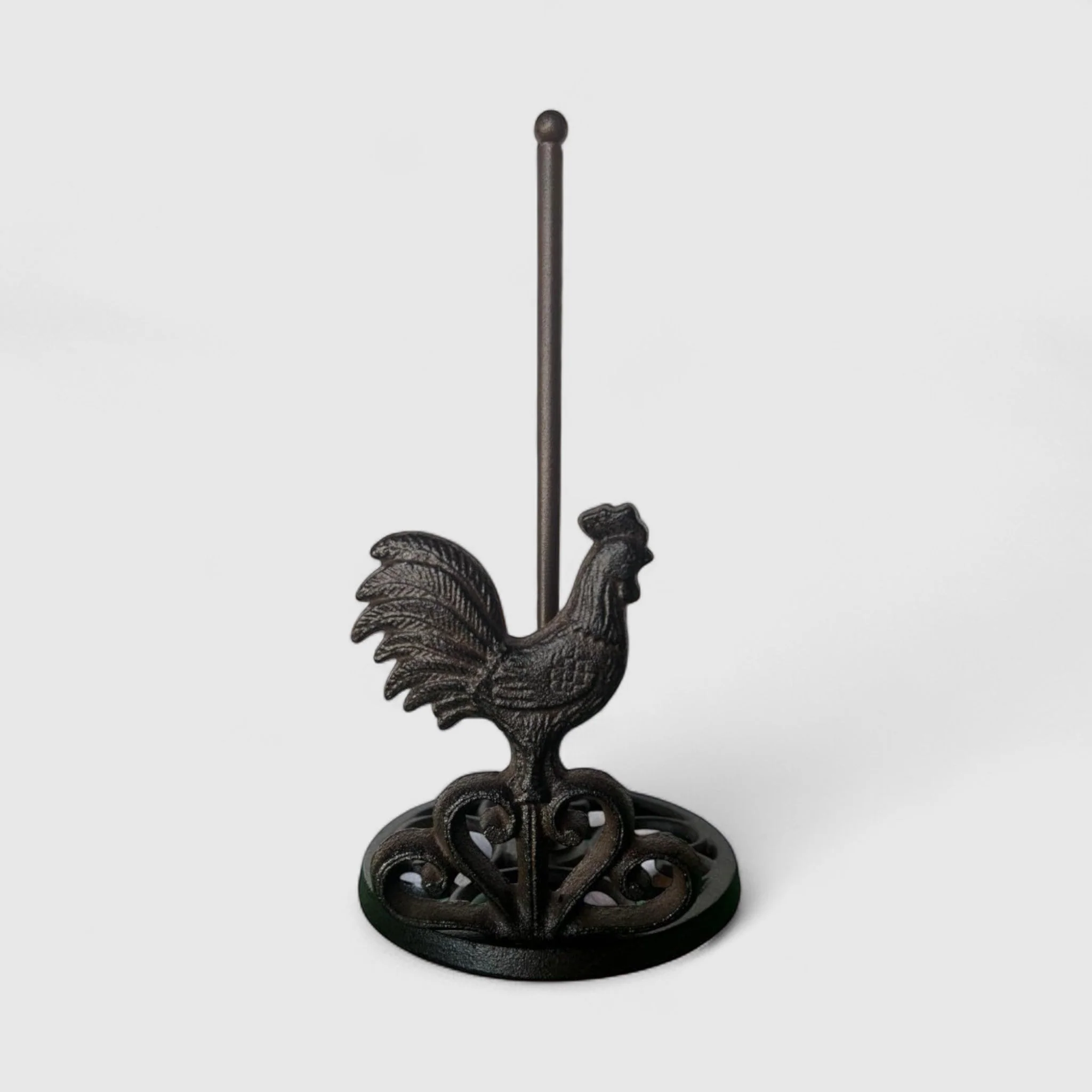 Rooster Paper Towel Holder, Farmhouse Cast Iron Kitchen Decor - Image 2