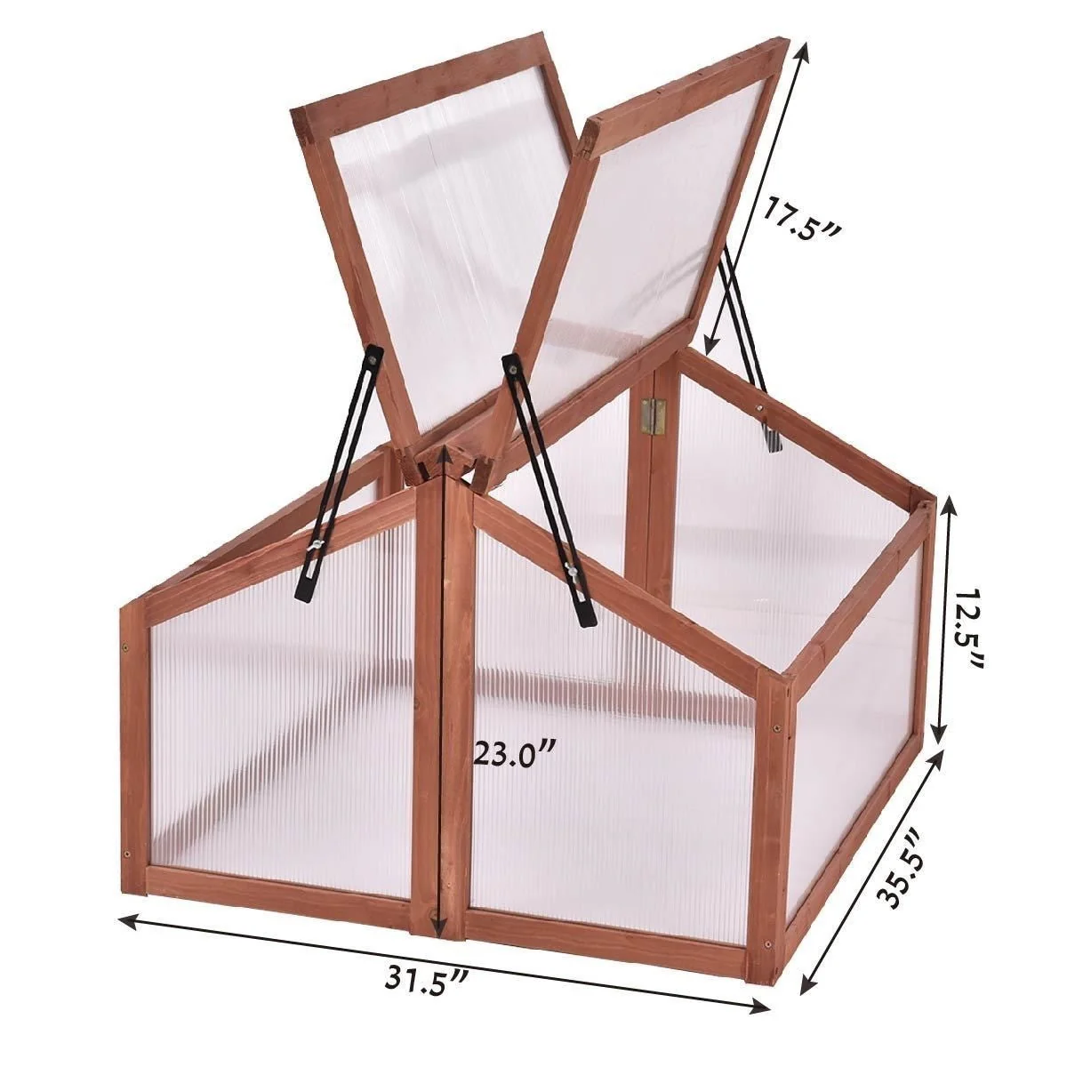 Farmhouse Double Box Wooden Small Portable Garden Greenhouse - Image 4