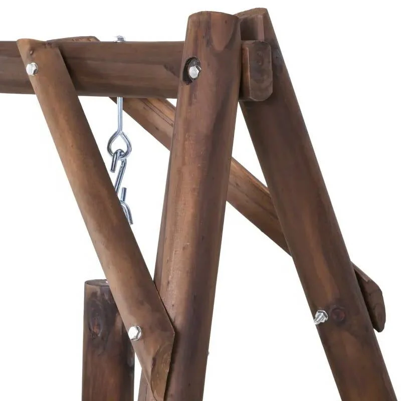 FarmHouse Log A-Frame 2-Seat Wooden Swing Bench - Image 4