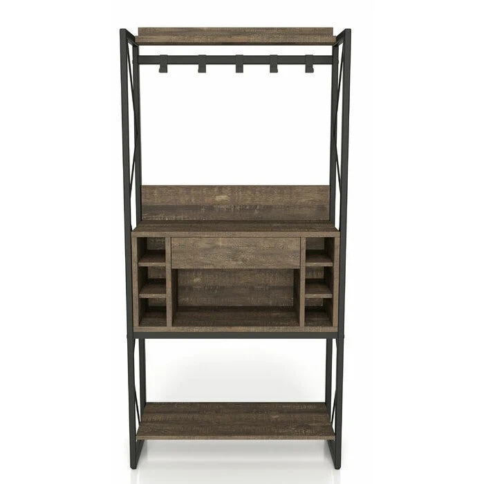Farmhouse Oak Iron Baker's Wine Storage Rack - Image 3