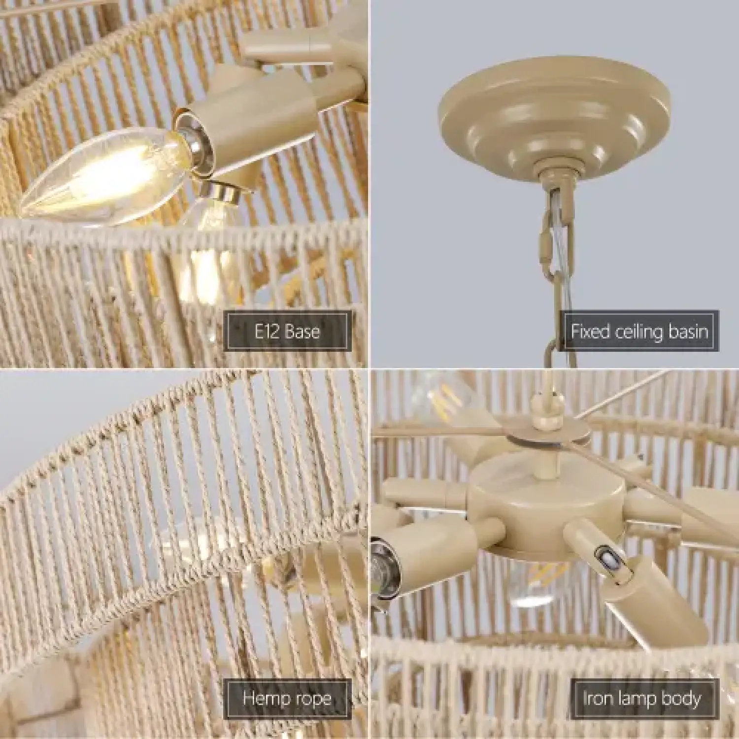 Farmhouse Rattan Pendant Chandelier Lighting with 4-Layer Woven Design - Image 11