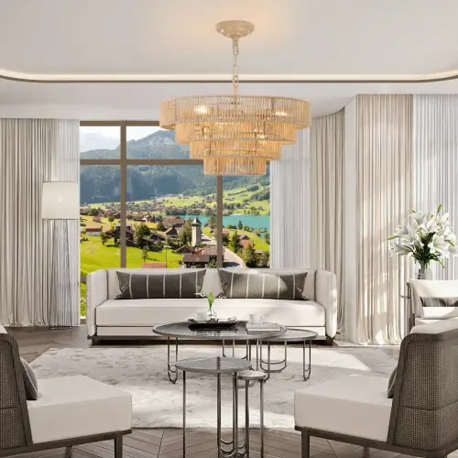 Farmhouse Rattan Pendant Chandelier Lighting with 4-Layer Woven Design - Image 13