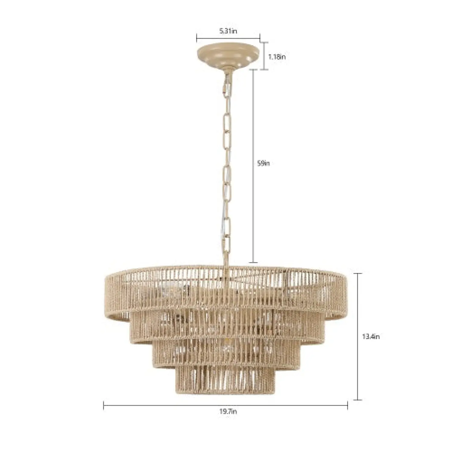 Farmhouse Rattan Pendant Chandelier Lighting with 4-Layer Woven Design - Image 4