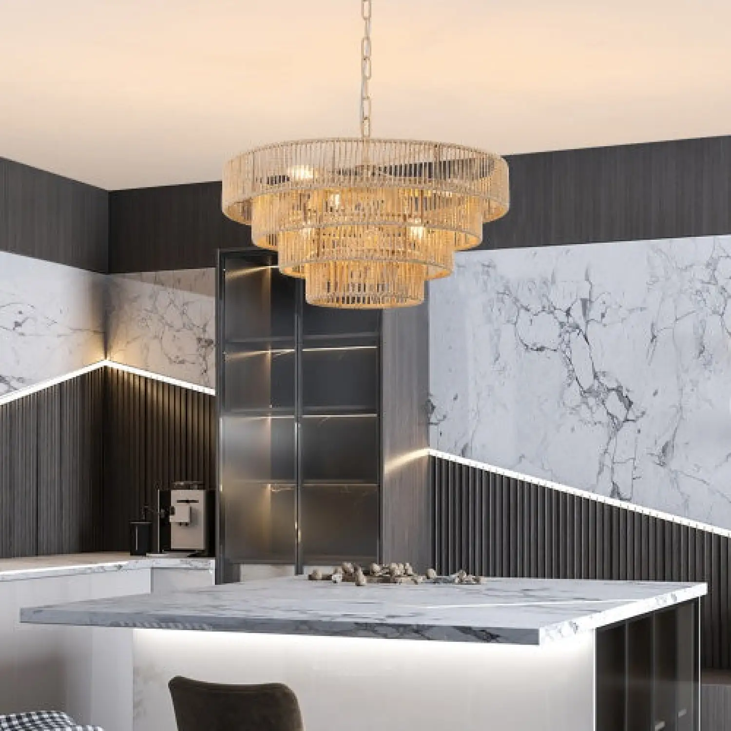 Farmhouse Rattan Pendant Chandelier Lighting with 4-Layer Woven Design - Image 6