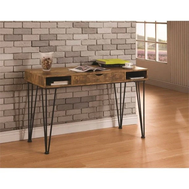 Farmhouse Rustic Home Office 1 Drawer Writing Desk - Image 2