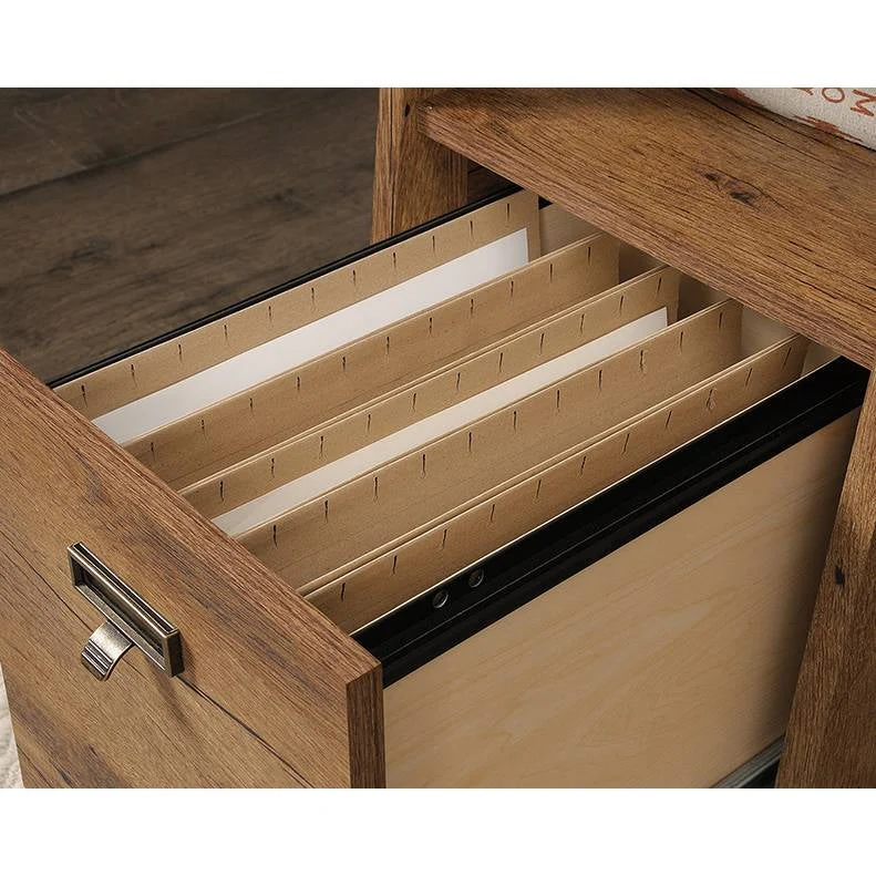FarmHouse Rustic Oak Executive Desk w/ Filing Cabinets Storage - Image 3