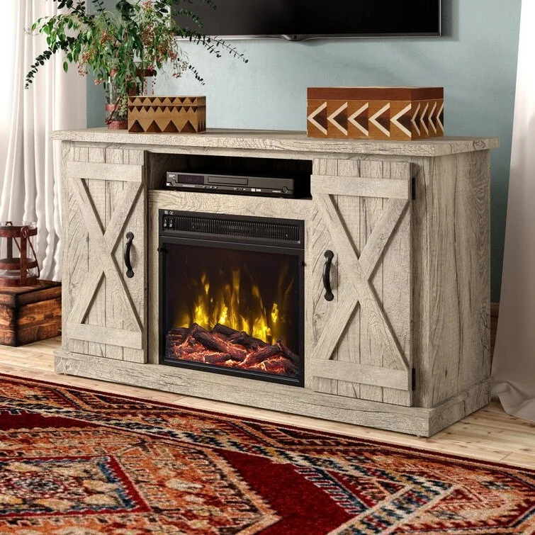FarmHouse Rustic Pine TV Entertainment Electric Fireplace - Image 2